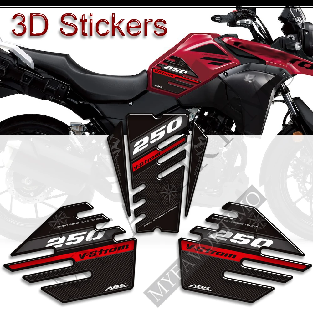 Pour Suzuki V-STROM VSTROM V STROM DL 250 SX 250SX Adventure : Protection de réservoir, autocollants pour coffres de bagages, kit de protection pour réservoir de carburant.
