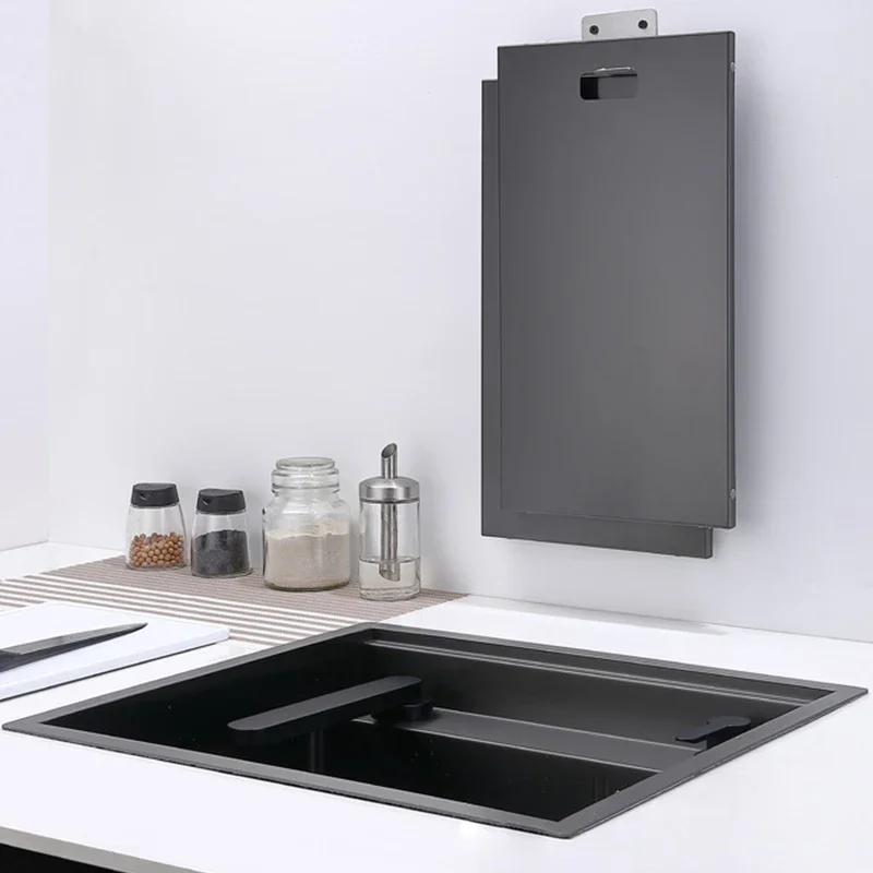 Cloaking Nanometer Double Cover hidden kitchen Sink 304 Stainless Steel Handmade Brushed Single kitchen Sink With Lifting Faucet