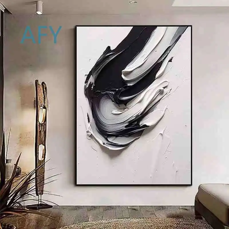Hand Painted Abstract Texture Entryway Wall Art for Modern Minimalist Living Room Sofa Backdrop Decor Painting