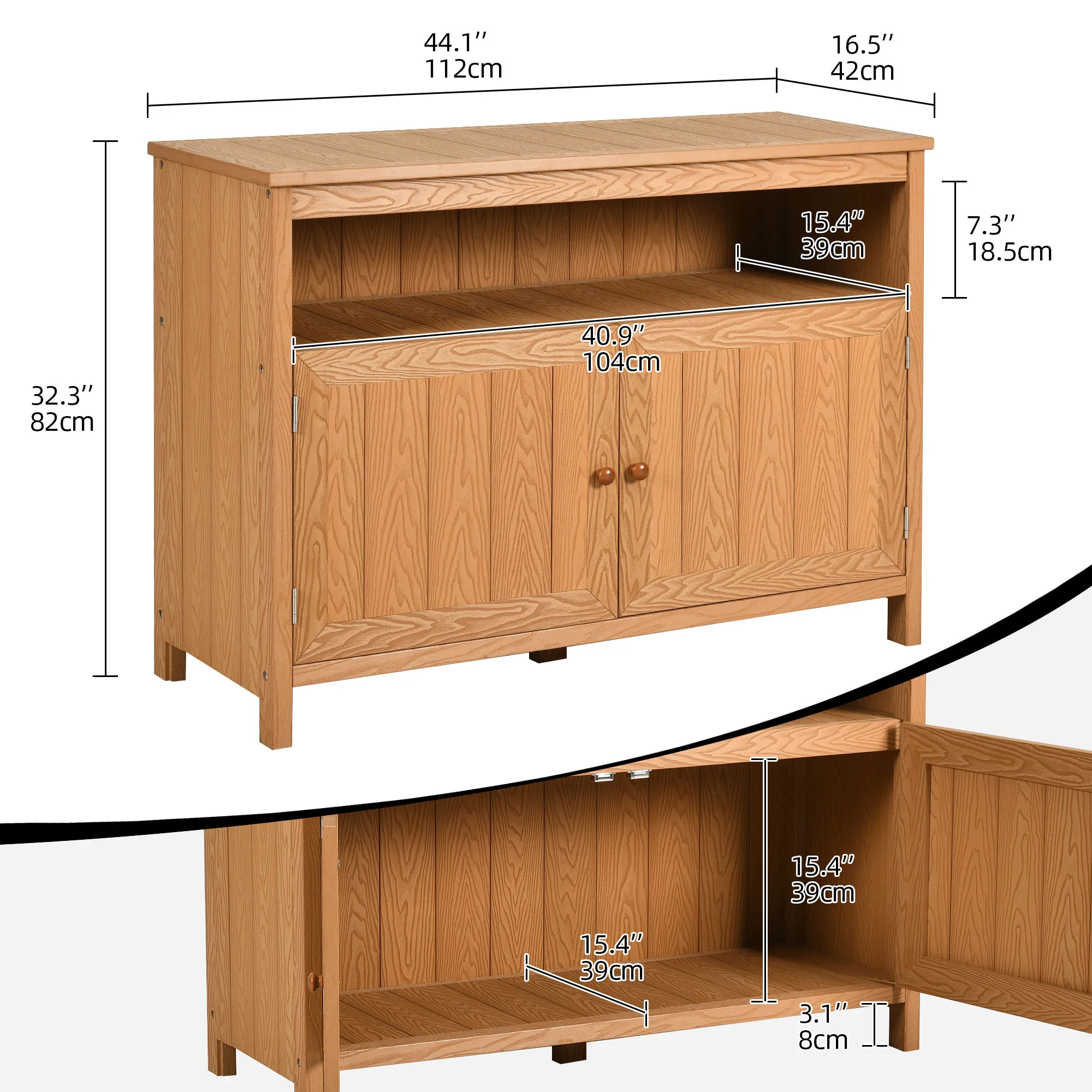 Outdoor Sideboard Poly Lumber Patio Console Table Buffet Cabinet with Storage