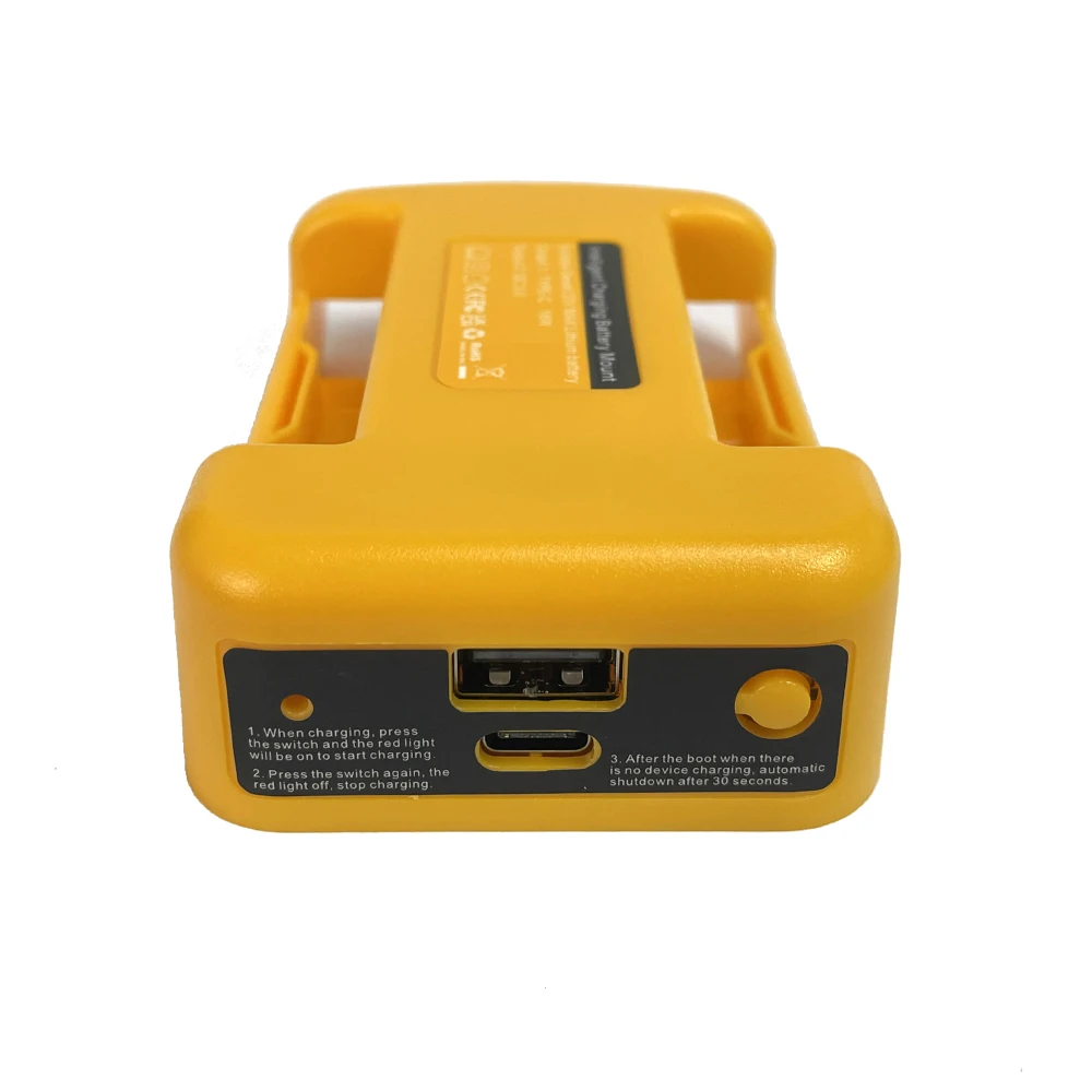 USB Charger Adapter for Dewalt 18V 20V Lithitum Battery Portable Type-C Port Fast Charging Battery Storage Rack Holder Case