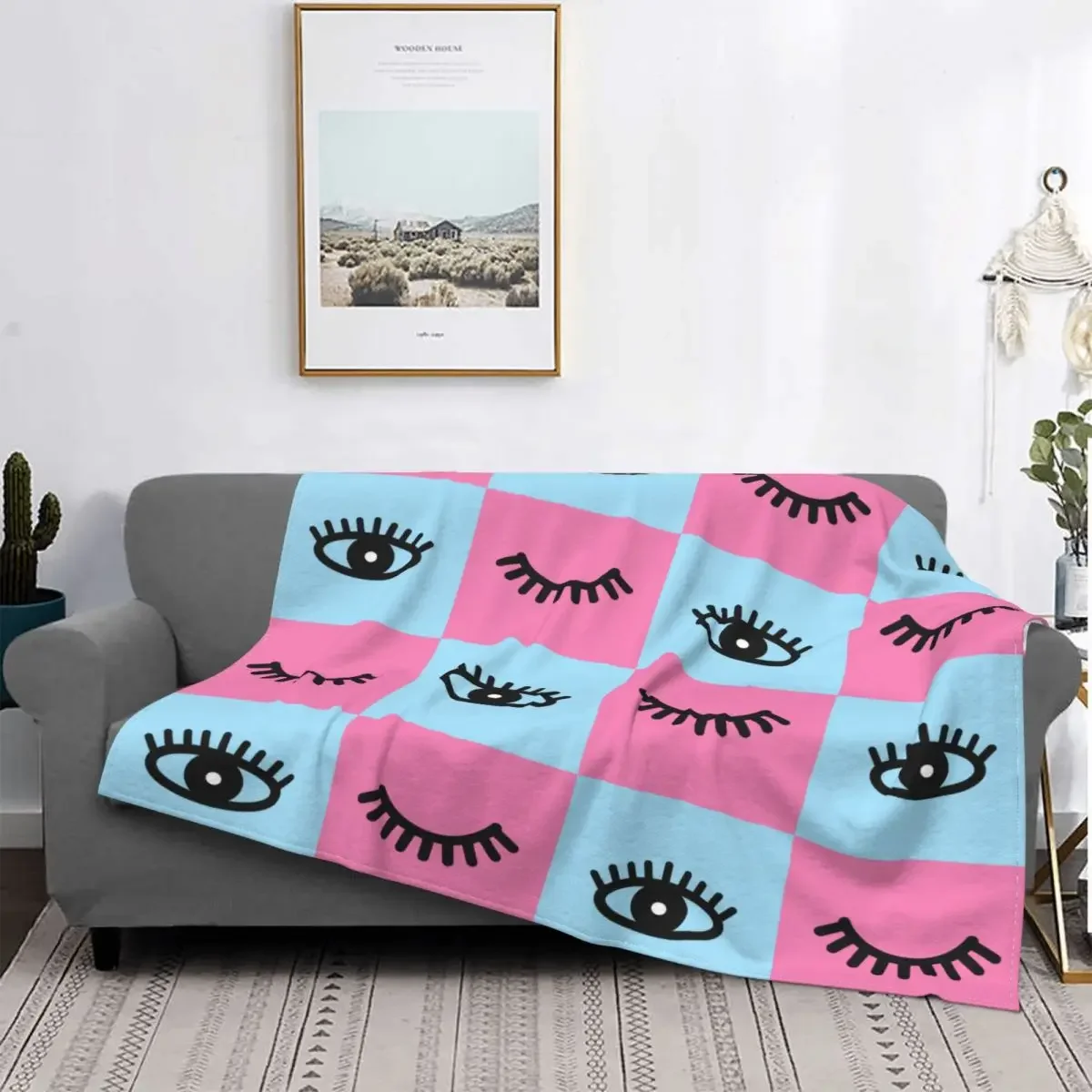 Eyelash Lashes Pattern Blankets Flannel Decoration Plaid Beautiful Eyes Super Soft Throw Blanket for Bedding Office Rug Piece