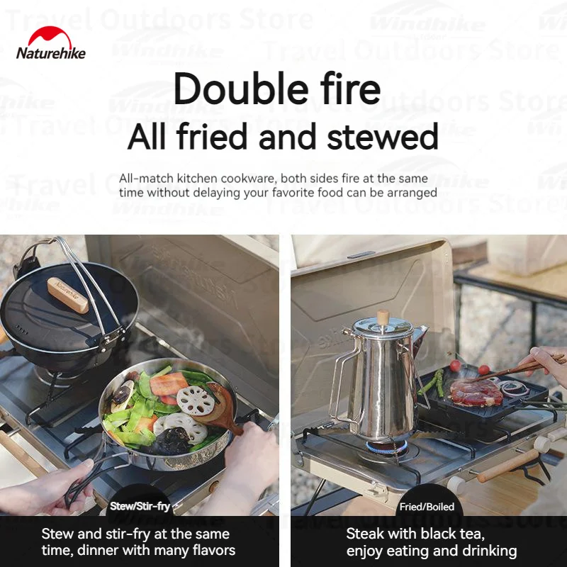 Naturehike Camping Stove Windproof High Power Portable Ultralight Backpacking Gas Stove Double Fire Outdoor Camping Equipment