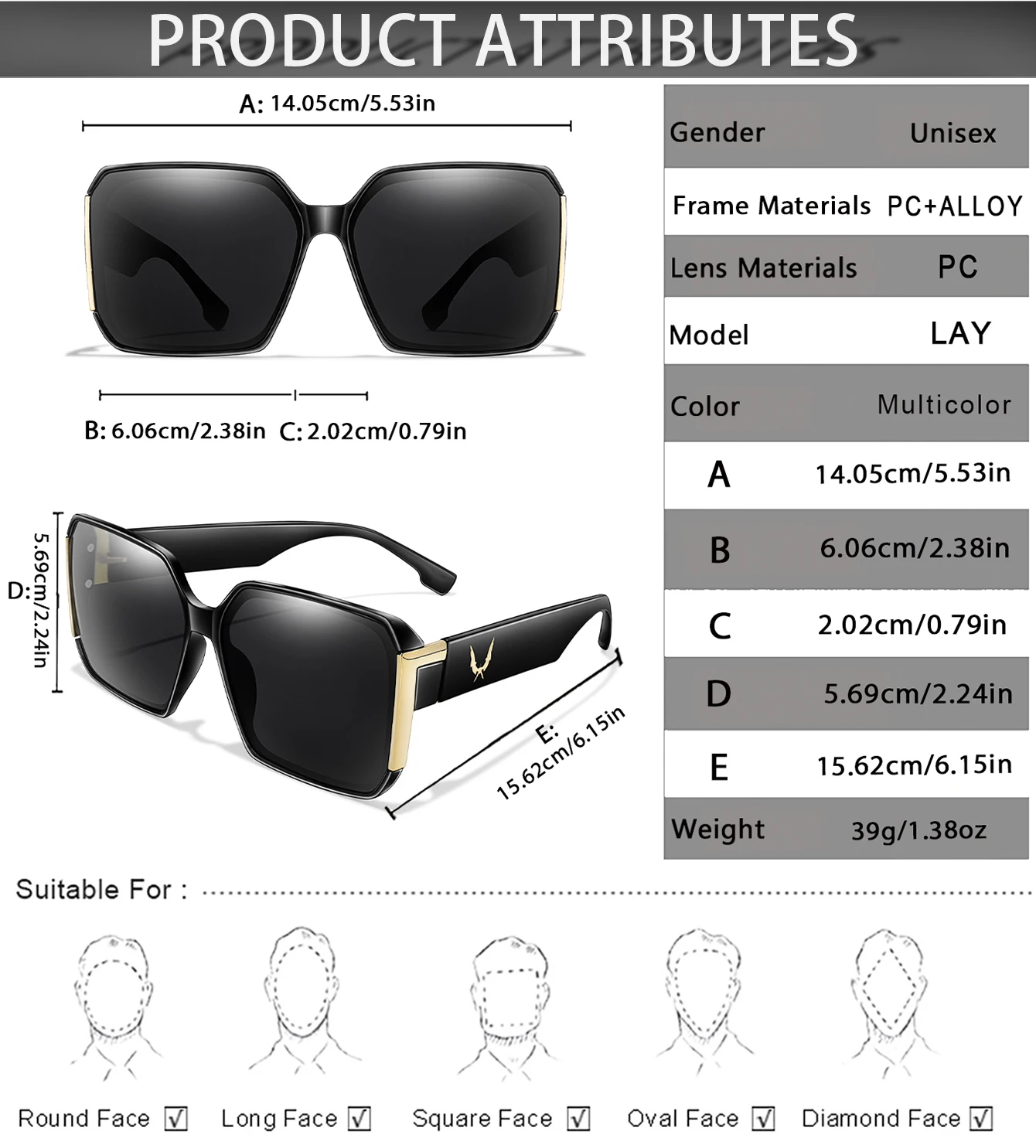 Modische Fahrrad-Sonnenbrille für Damen, lässige quadratische Sonnenbrille mit UV-Schutz für Outdoor-Angeln, Fahren, Golfen, Reisen mit Box – Detail 2