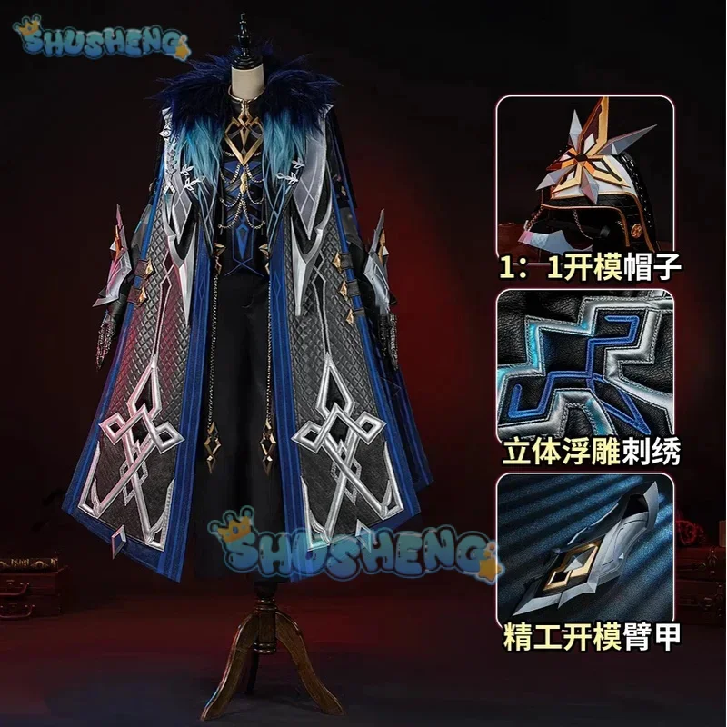 

FC6Genshin Impact The Captain Cosplay Costume Captain Cloak Uniform Mask Eleven Fatui Harbingers Natlan Halloween for Women@FC8！