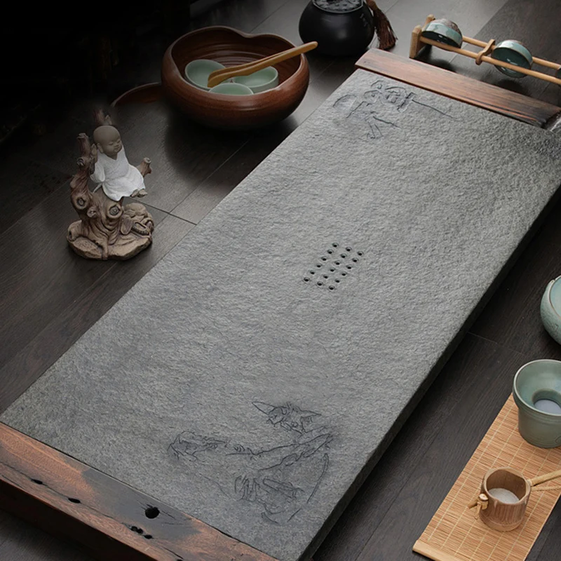 Wooden Coffeeware Tea Tray Stone Drainage Drip Valet Ash Coasters Tea Tray Hospitality Tableware Bandejas Home Decorationgs