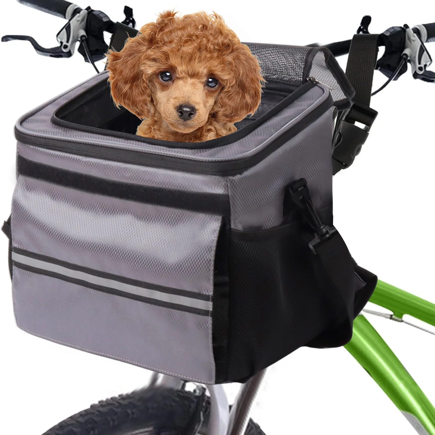 ﻿ Dog Or Cat Bike Basket Pet Carrier Backpack Foldable Dog Bike Carrier Removable Bicycle Basket Front Handlebar Bicycle Basket