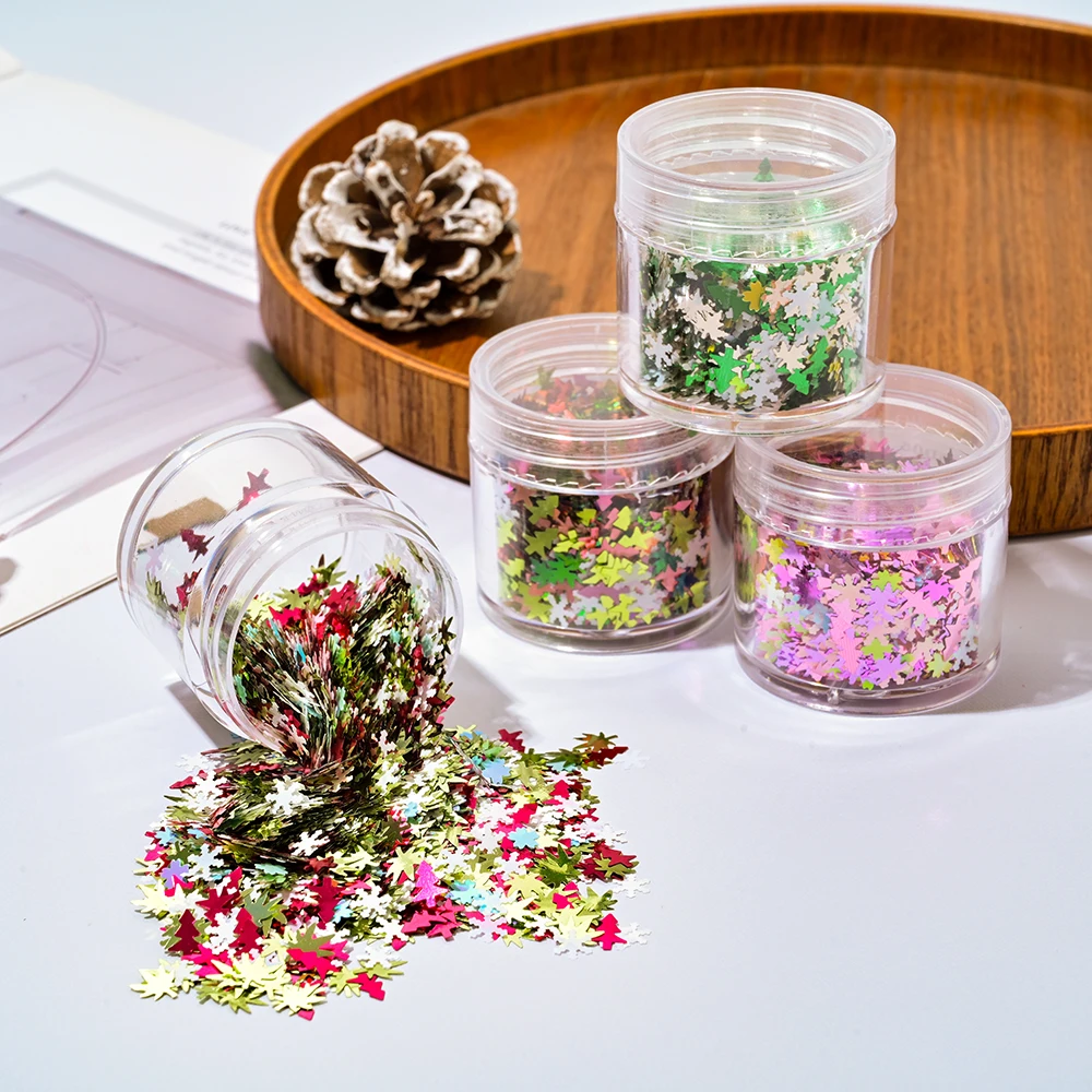 حورية البحر تأثير الترتر مسمار الفن اكسسوارات الديكور المبهر مسمار بريق رقائق قوس قزح عيد الميلاد مابل ليف مانيكير العرض #2