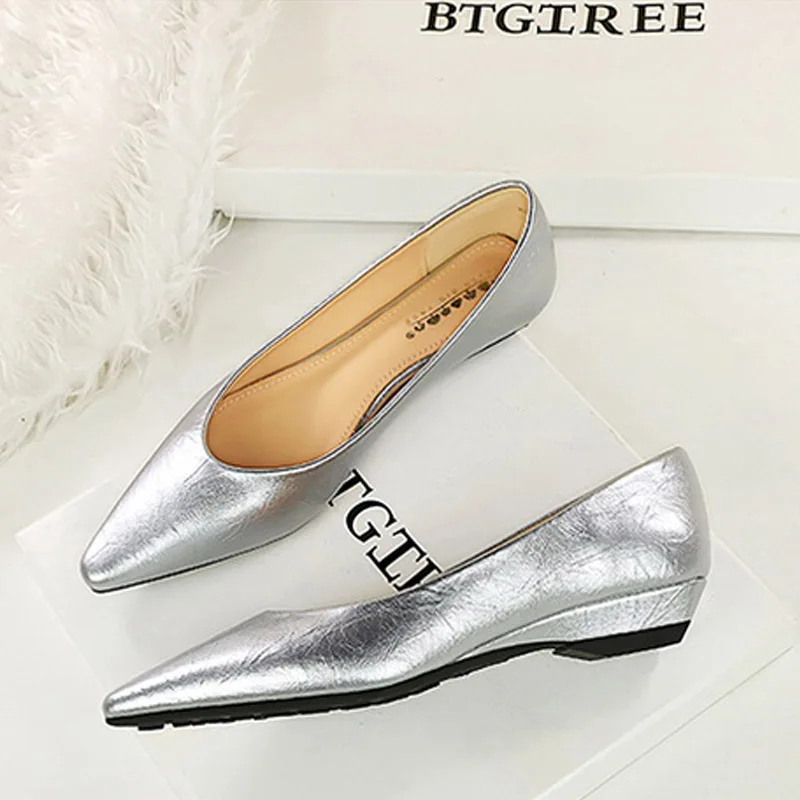 

BIGTREE/2026, новые весенние модные туфли-лодочки с острым носком, женские элегантные удобные туфли на танкетке, простая женская обувь, Zapatillas De Mujer
