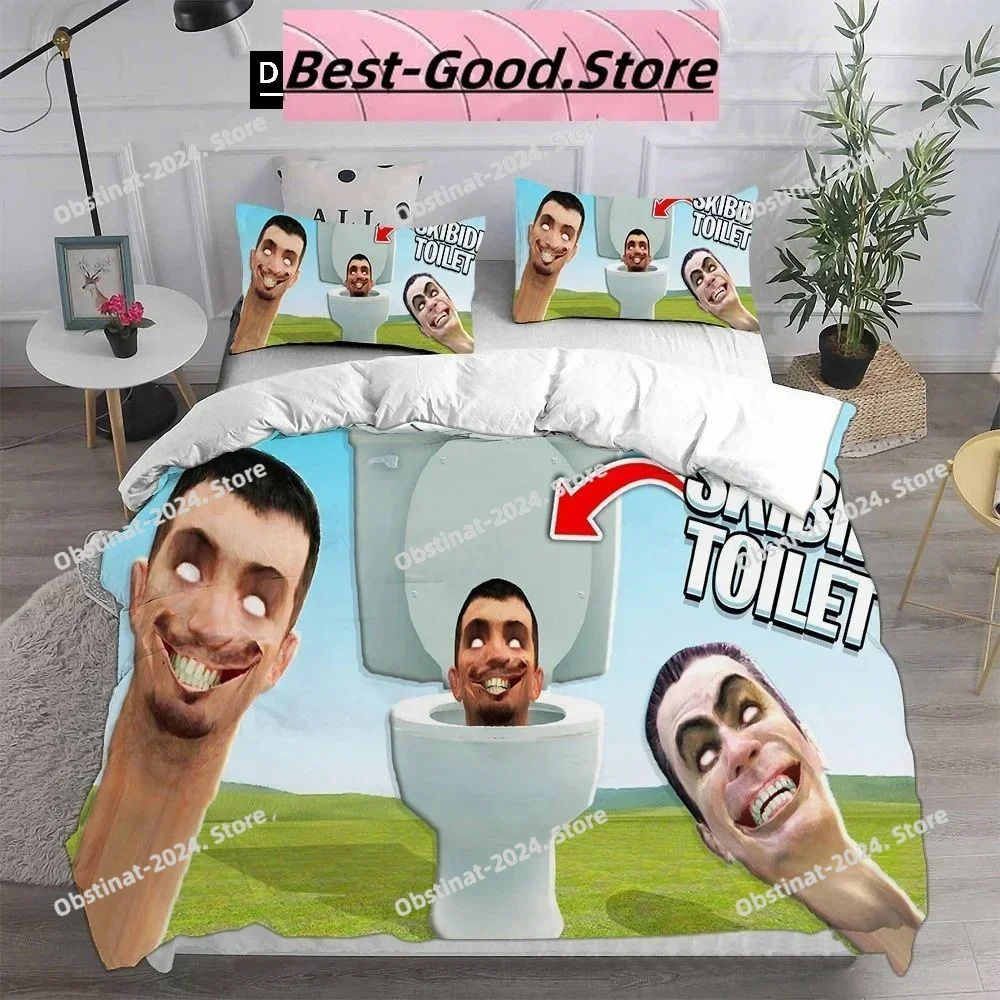 3D Print Fashion Game Skibidi Toilet Arale Printed Bed Set Duvet Cover Pillowcase Bedding Set Bed Linen Sheet Quilt Cover Full