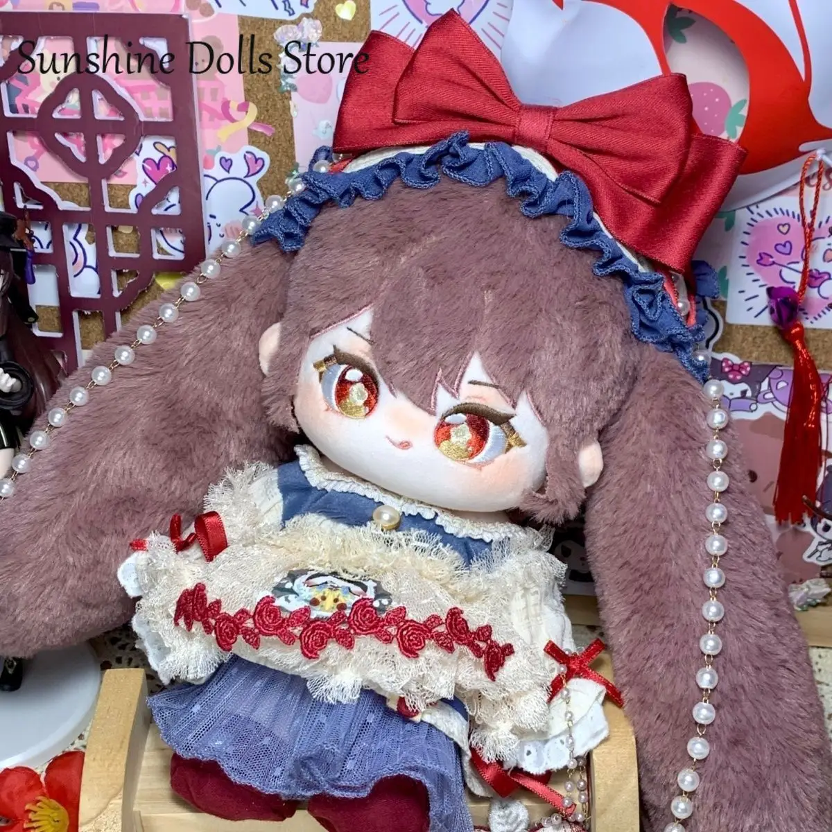 20cm mignon Anime fille Hu Tao Genshin Impact coton poupée corps dessin animé en peluche peluche Cosplay figurines peluche cadeau d'anniversaire