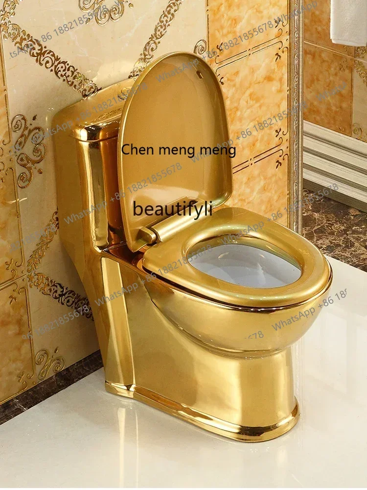 New arrive Household European-Style Flush Golden Toilet Household Small Apartment Siphon Water-Saving Deodorant Ceramic Color To