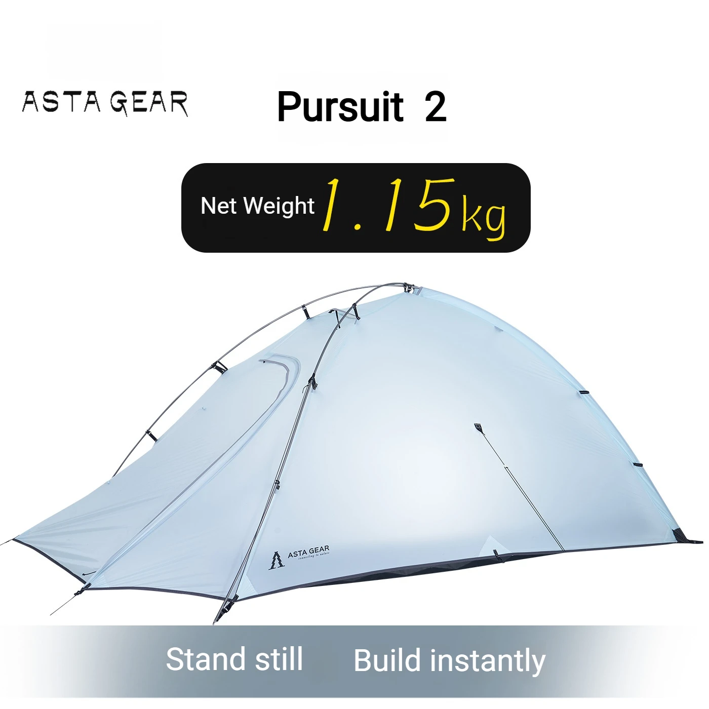 Astagear Pursuit 2 2-Person Lightweight Silicone-Coated Fast Setup Outdoor Camping Tent, Windproof & Waterproof for Hiking & Mou