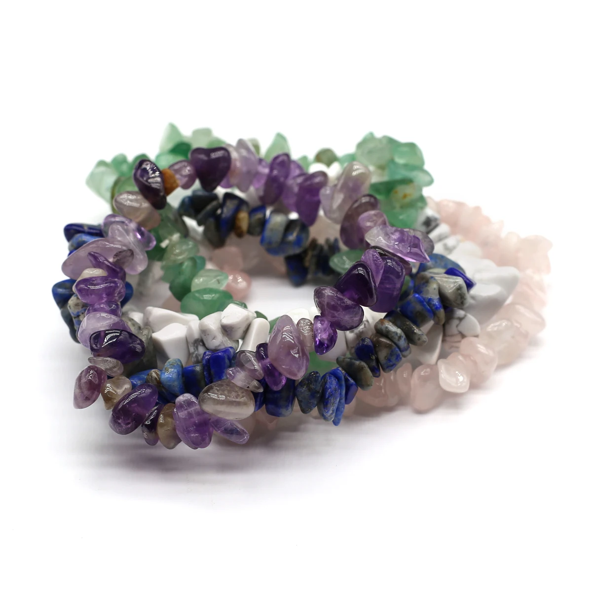 6pcs/set Natural Crashed Stone Bracelets Green Aventurine Crystal Amethyst Charming Women Men Jewelry Accessories