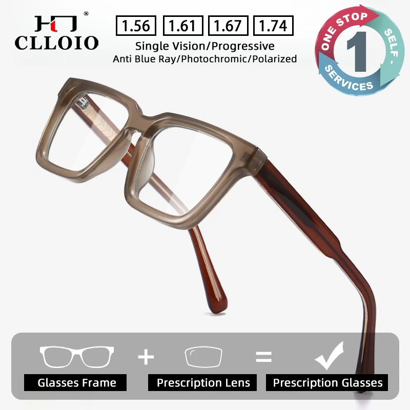

CLLOIO Fashion Retro Two-Tone Prescription Glasses Anti Blue Light Casual Style Myopia Glasses TR90 Progressive Reading Eyewear