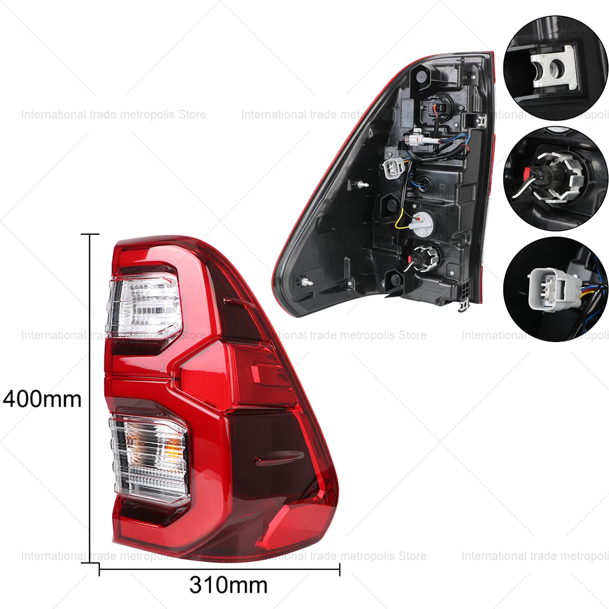 High Quality Car Rear Left/Right Tail Brake Light Assembly With Wiring Smoke Black Red For Toyota Hilux Revo 2020 2021 20022-Up