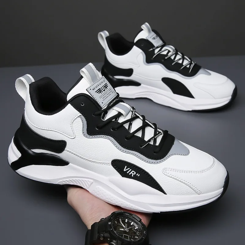 Spring Autumn Fashion Platform Sneakers for Men Designer Soft Sole Casual Outdoor Men's Sports Shoes Leather Tenis Para Hombre