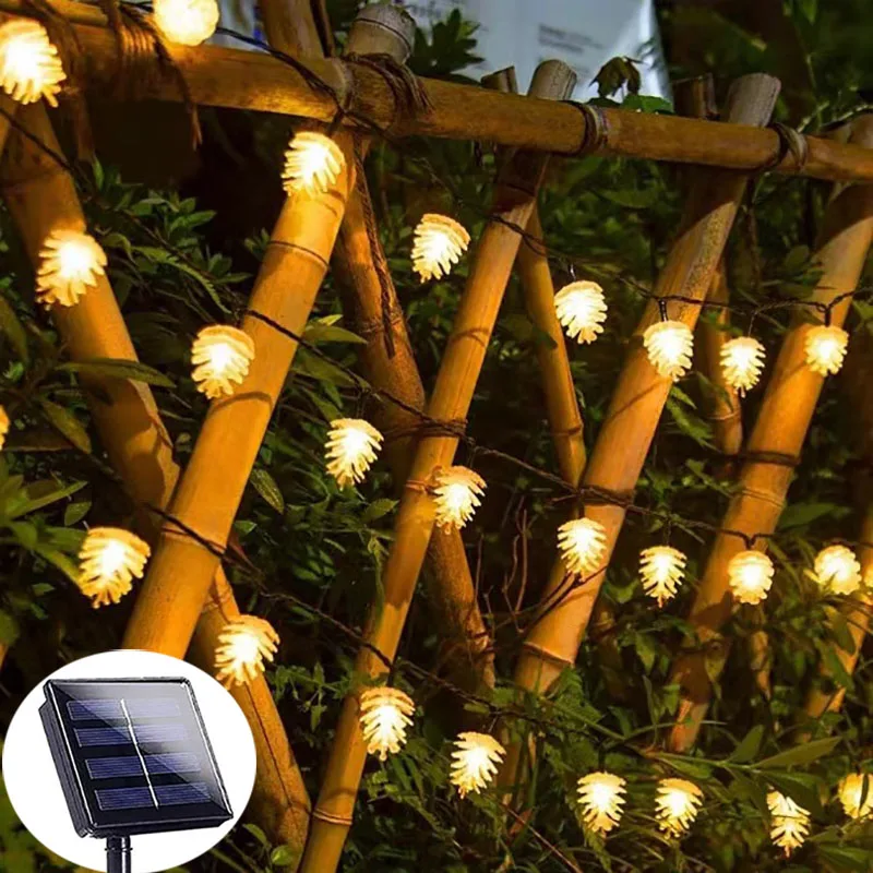 

Solar Cone LED String Lights Outdoor Fence 8 Lighting Modes IP65 Fairy Light Christmas Tree Garland for Garden Party Decor