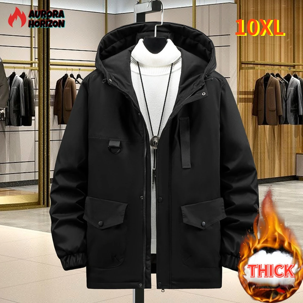 

ZOZOWANG New Plus Size 9XL 10XL 155KG Man Cotton Parkas Men Winter Thick Jacket Coat Fashion Casual Parka Male Black Jacket