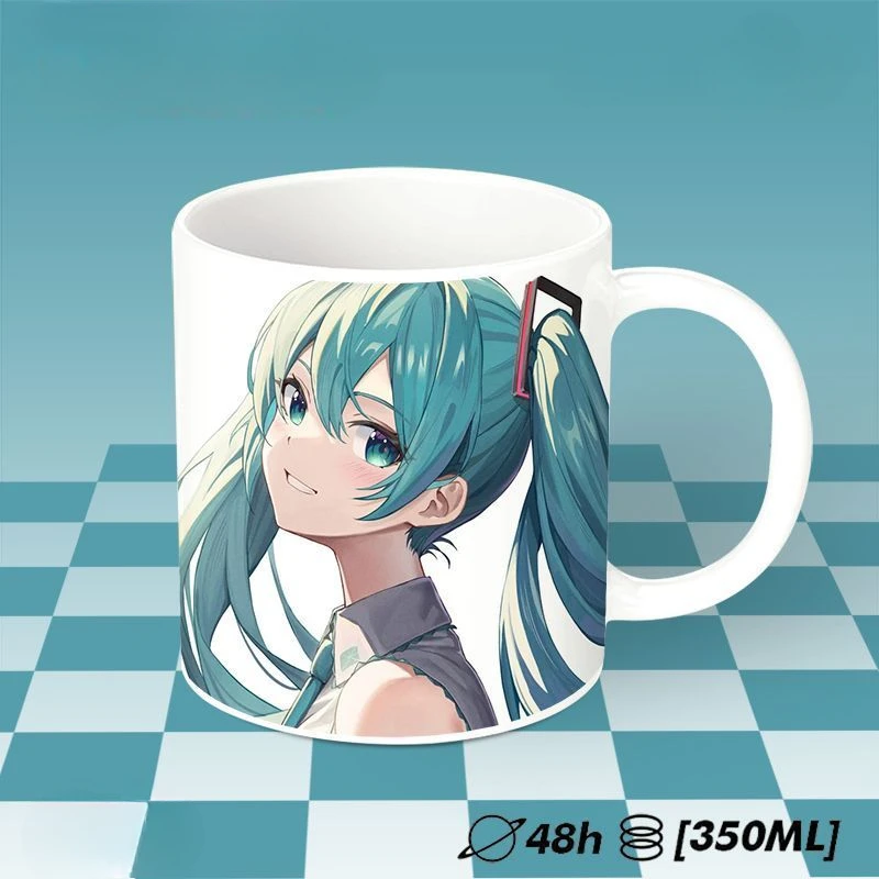 อะนิเมะสองมิติถ้วยน้ําH Atsune Mikuสร้างสรรค์รุ่นQสุดน่ารักมูลค่าสูงแก้วนมถ้วยสํานักงานเดสก์ท็อปเครื่องประดับของขวัญ