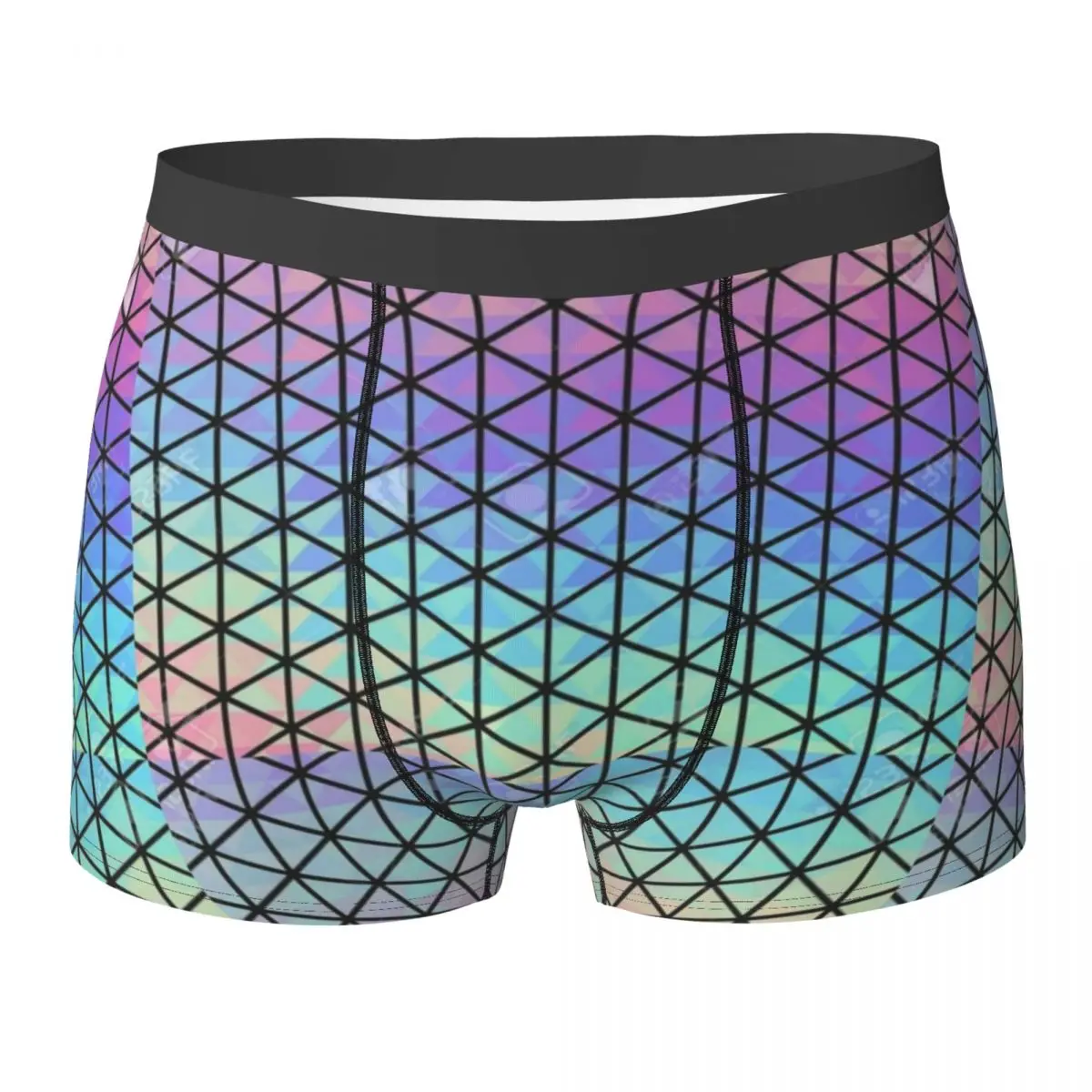 Geometric Holographic Underwear Geometric Rainbow Pattern Men Panties Print Sexy Boxer Shorts Trenky Shorts Briefs Big Size