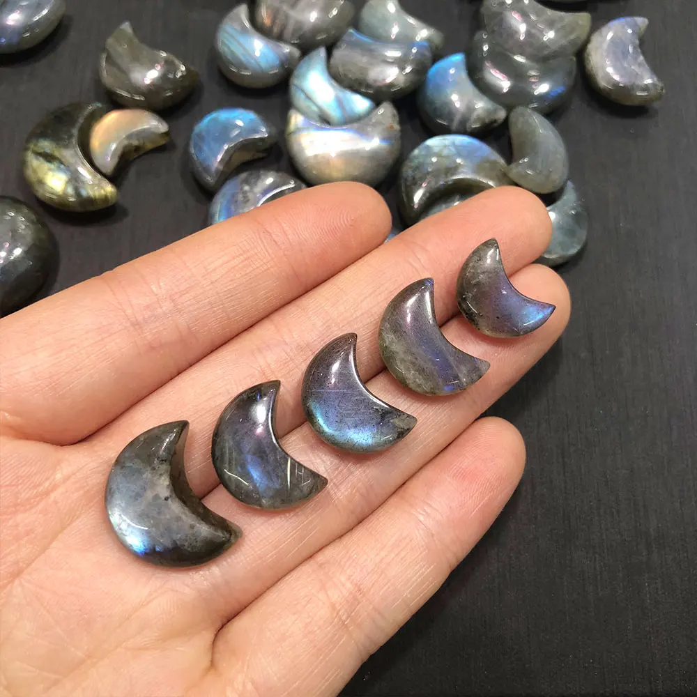 

Natural Labradorite Mini Moon Carvings Crystal Grey Moonstone Healing Gemstone Crystals Stones Minerals Quartz Spiritual Chakra