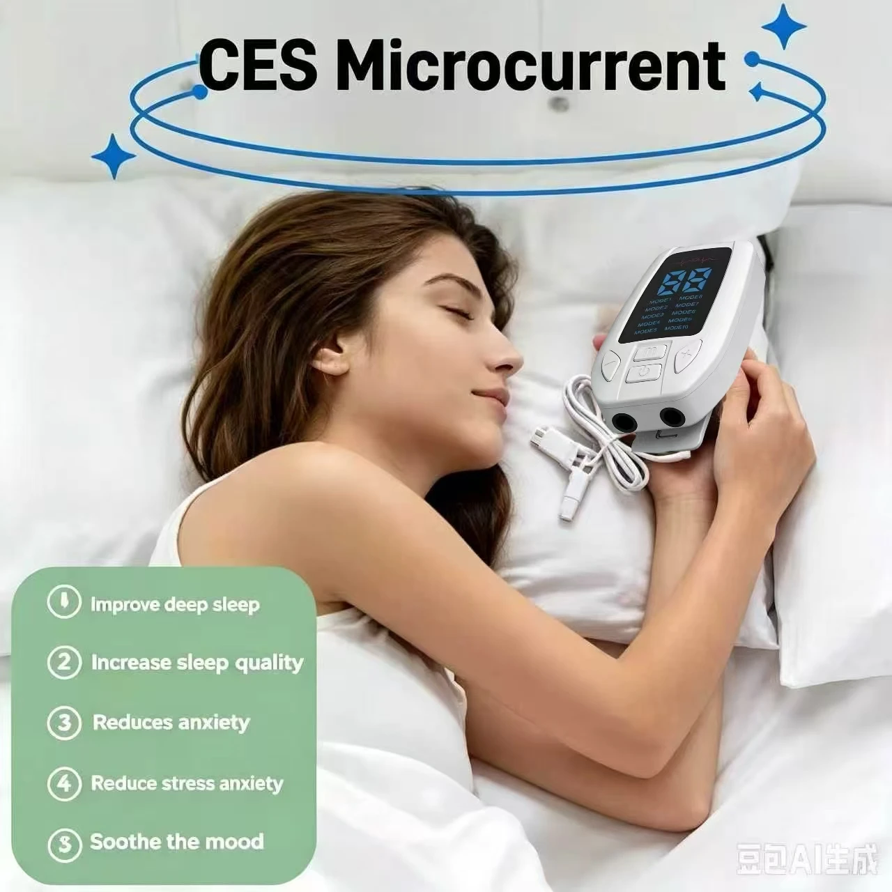 Portable CES Sleep Instrument Handheld Ear Clip, Microcurrent Pulse Massager for Stress Relief and Sleep