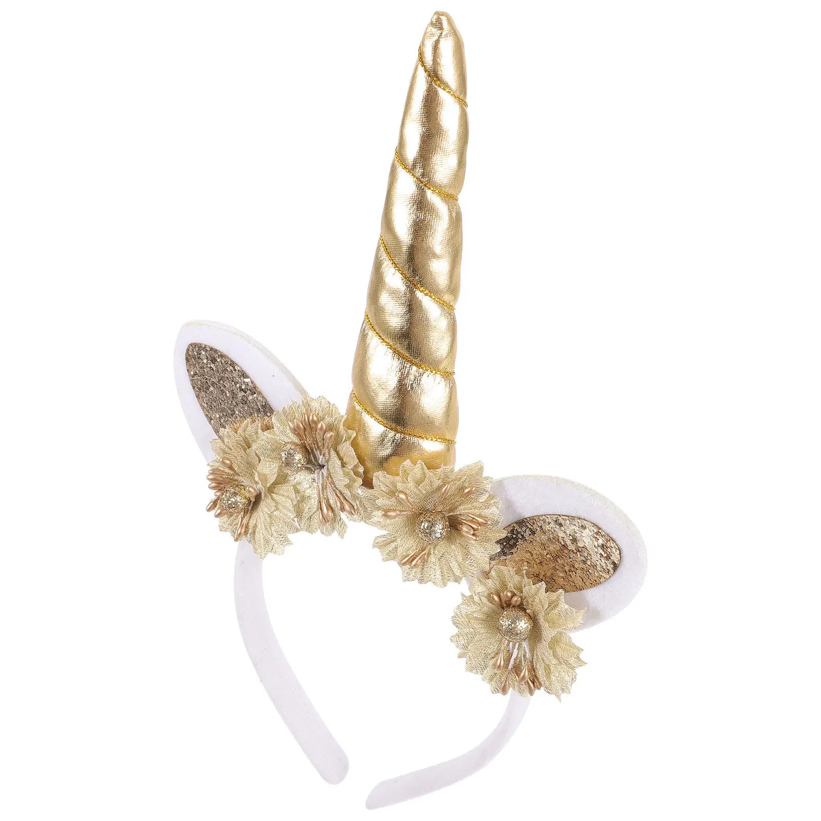 

Повязка на голову с цветами и рожками для дня рождения, аксессуар для волос, украшение для головного убора, декор для маскарада