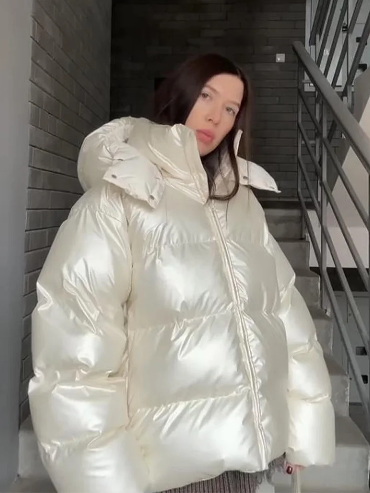 

Повседневное пышное стеганое пальто с капюшоном, женское зимнее модное однотонное хлопковое пальто на молнии, женская новая классическая уличная одежда в стиле ретро