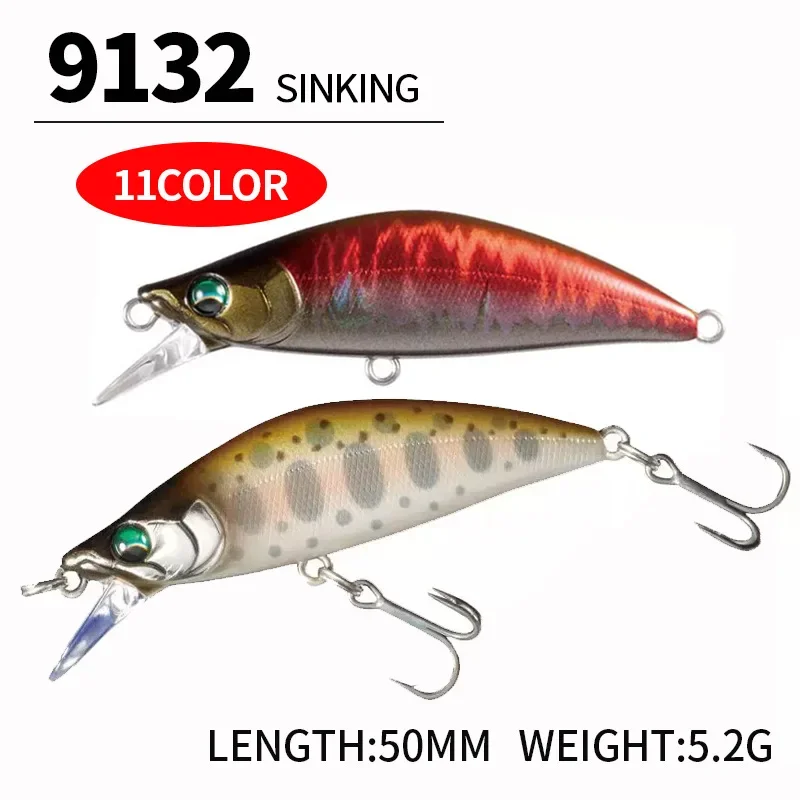 Señuelo de Pesca Wobbling, diseño japonés, 50mm, 5,2g, Minnow que se hunde, Isca, cebos artificiales para perca, lubina, Lucio, trucha corriente