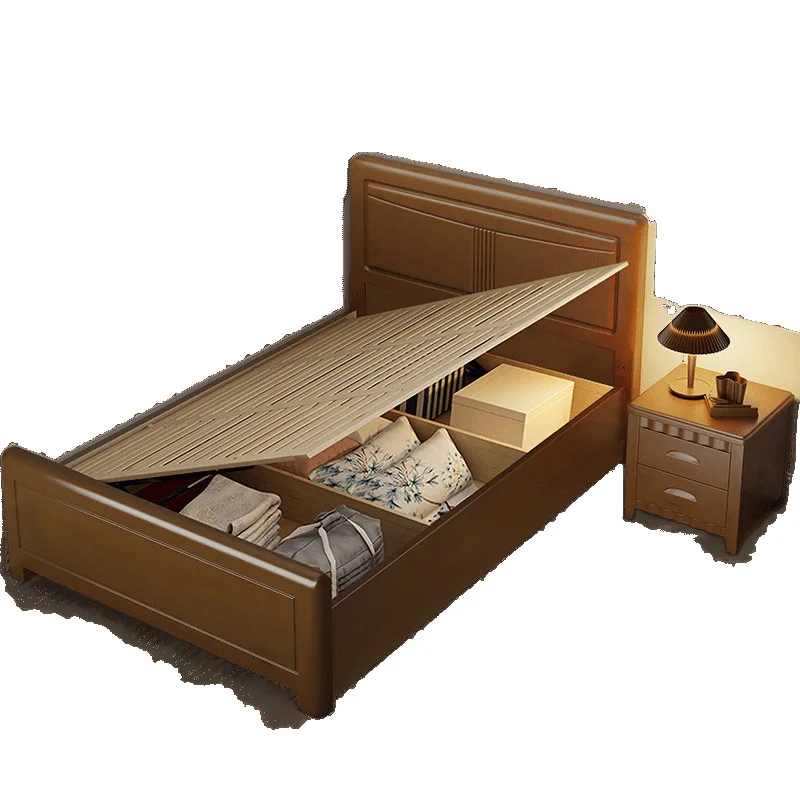 Односпальная кровать 1 метр 1,2 метра Кровать для пожилых людей 1,35 Хранение 1,5 секунды Спальня 0,9 Массив дерева