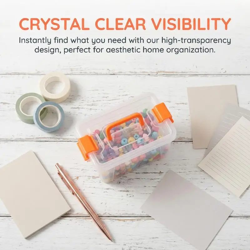 Mini Portable Storage Box 5Pcs Set Transparent Plastic Dollhouse Organizer for Accessories and Beads