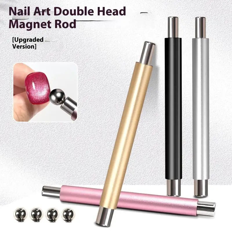 강력한 자석 스틸 볼이 있는 더블 엔드 마그네틱 캣츠 아이 네일 자석 스틱 젤 폴리쉬 자석 펜 매니큐어 자석 도구