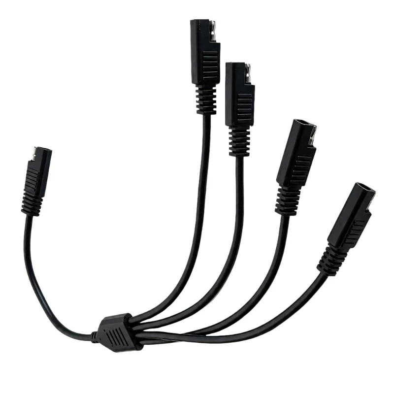4XFC 1 Male to 4 Female SAE Splitter Cable, 40cm Power Distribution Wire, Copper CoreD PVC Sleeve for Battery Wire and Solar