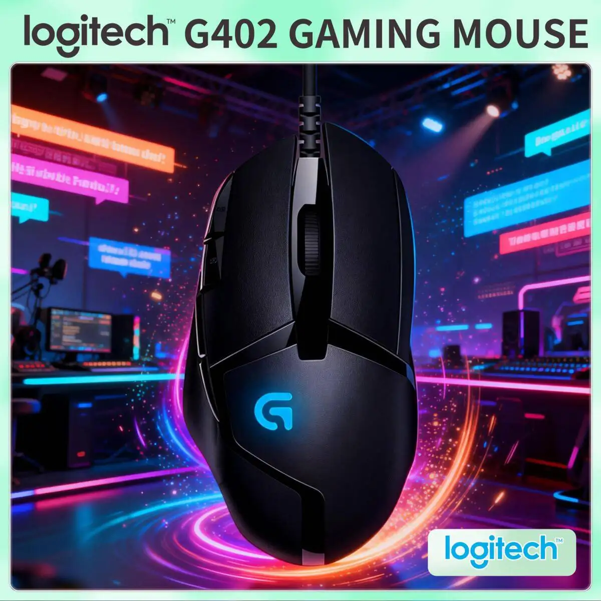 

Игровая мышь Logitech G402, проводная, 4000 точек на дюйм, высокоскоростное отслеживание, 8 программируемых кнопок, эргономичный дизайн для геймеров ПК
