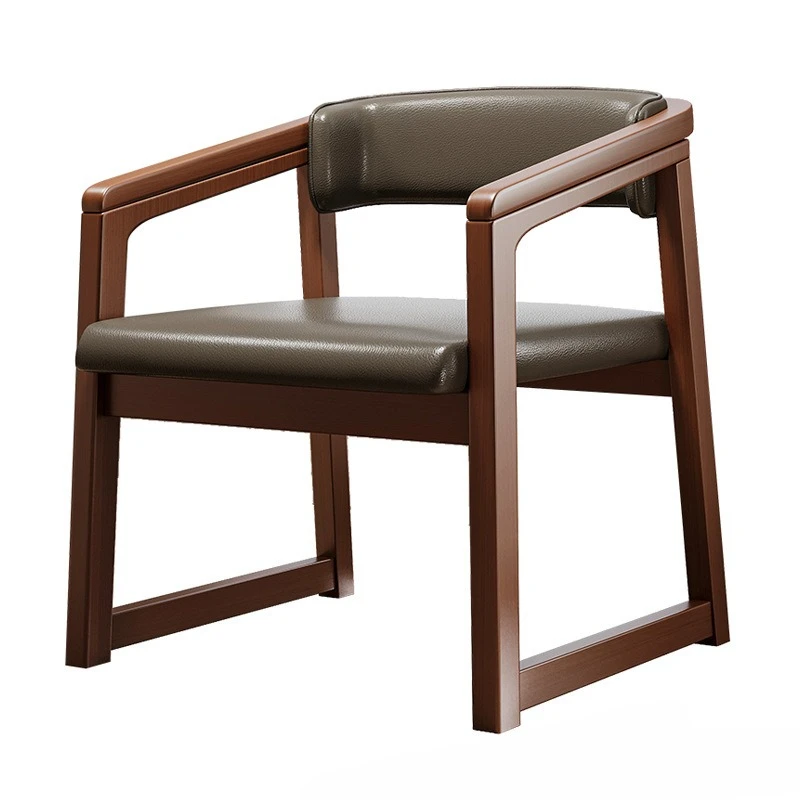 

Household dining chair Solid wood Medieval backrest stool Modern dining table Restaurant tea Study desk chair