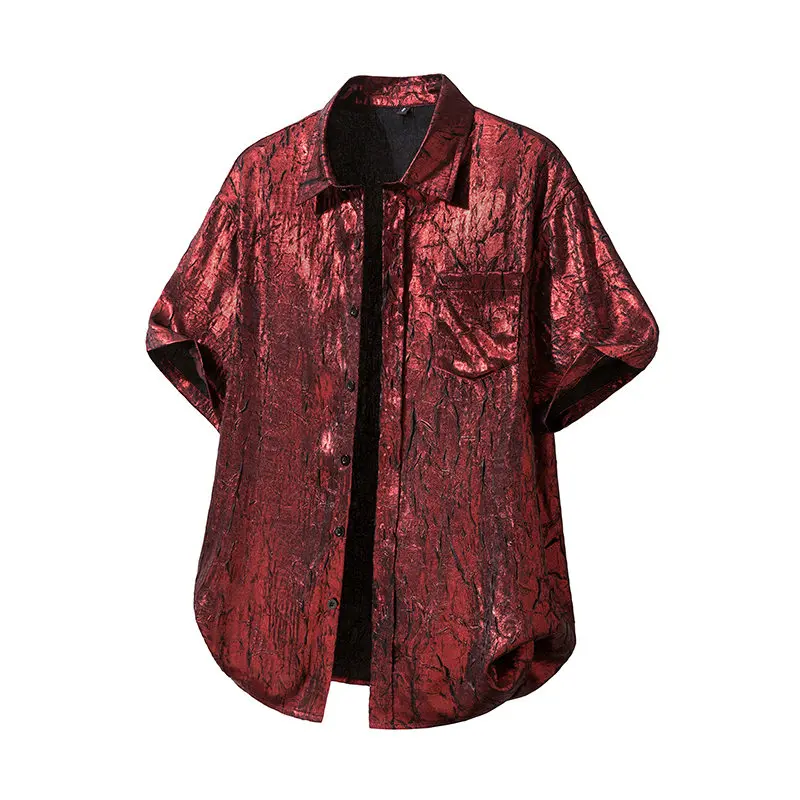 new Summer Fashion Men's Retro Hot Stamping Short Sleeve Hawaiian Shirt Casual Pocket Beach Holiday Shirts Stylish Mens Clothing