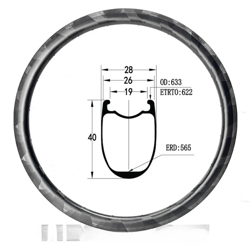 

700C Highway Carbon Fiber Rim 40mm High Opening Vacuum Compatible 26mm Width