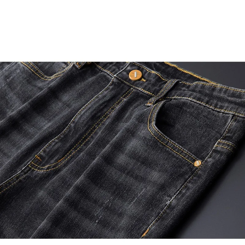 Men's Autumn and Winter Zipper Multi Pocket Button Solid Tie Dye Trousers Straight Sleeve Casual Fashion Formal Denim Pants