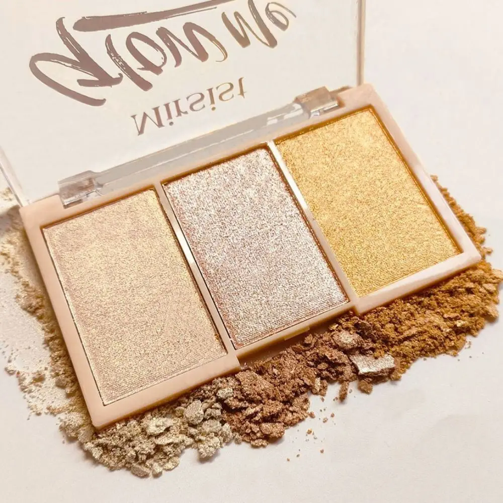 New 3 Colors Face Blusher Natural Color Long Lasting Body Highlight Shimmer Glitter Multifunctional Blush Highlighter