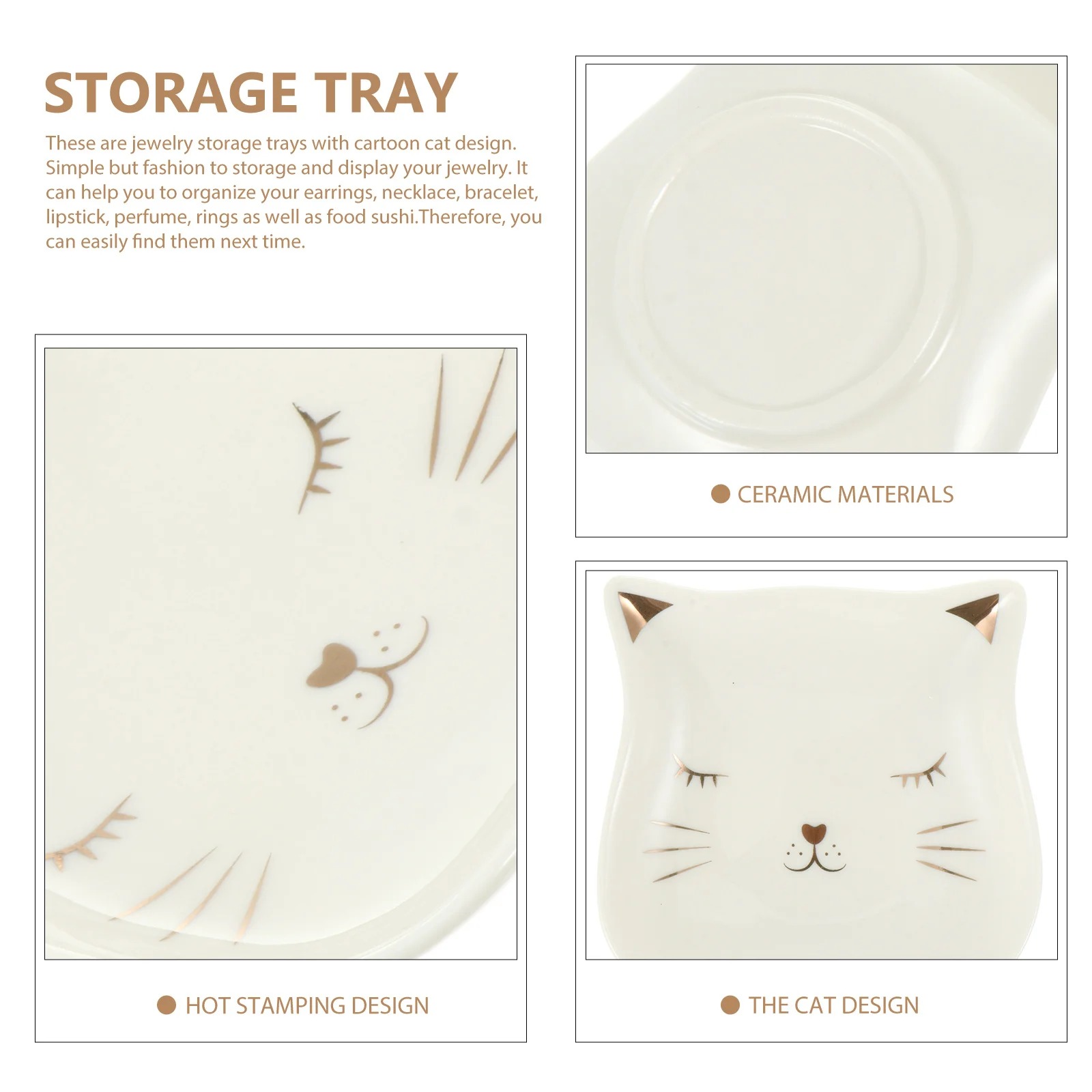 

2 шт., керамические тарелки для ювелирных изделий с рисунком кота, стильный поднос для хранения, кольца, серьги, ожерелье, органайзер для домашнего офиса, еды, суши, фруктов