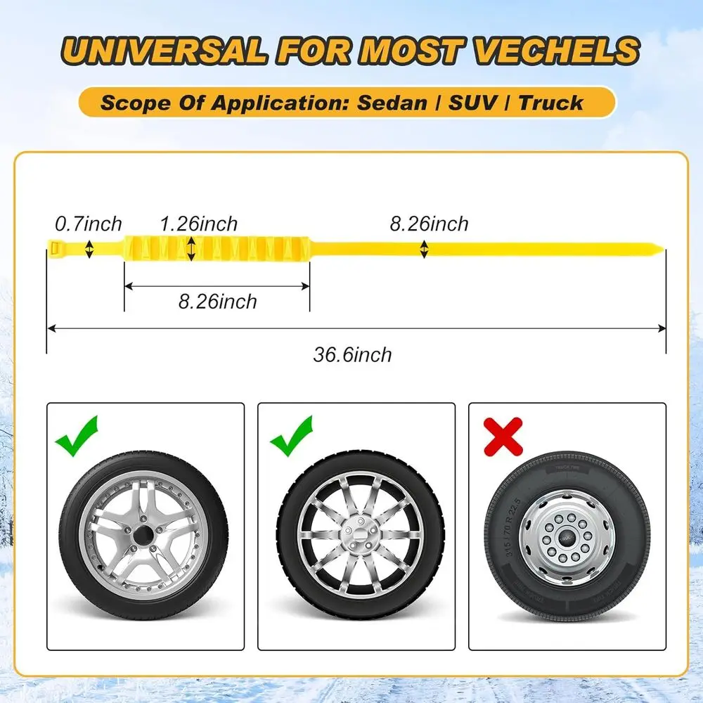 سلاسل شتوية عالمية مضادة للانزلاق لإطارات السيارات، عرض 1.26، 20 قطعة، مناسبة للإطارات 175-295 مم #2
