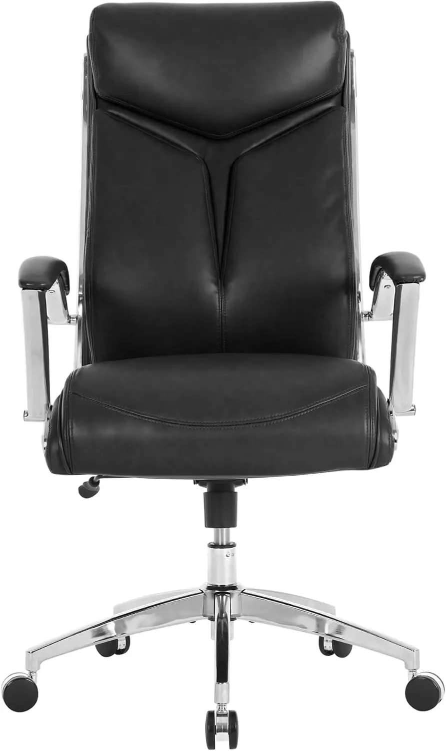 ® Modern Comfort Verismo Bonded Leather High-Back Executive Office Chair, Black/Chrome, Bifma Compliant