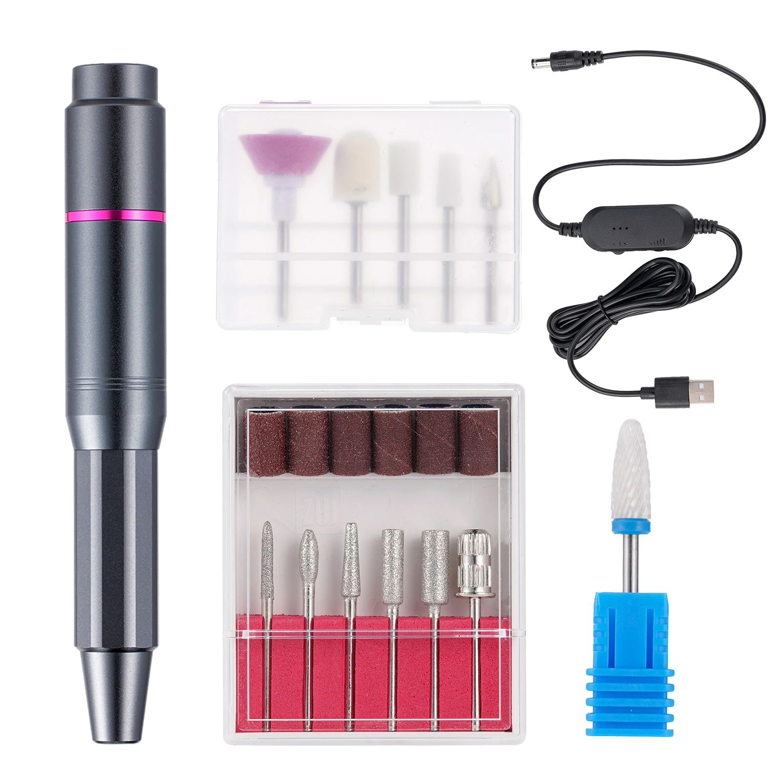 

25000RPM USB Electric Nail Drill Machine Polisher Kit Remove Nail Dead Skin Manicure Milling Cutter Set Gel Polish Remover Tools