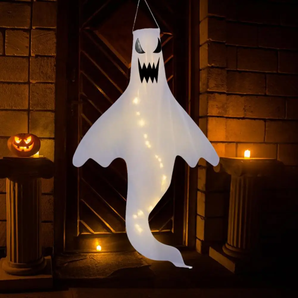 Ghost Decor Handmade Halloween Hanging Ghost Outdoor Decoration Set with Led Lights Waterproof Ghost Windsock Bag for Spooky