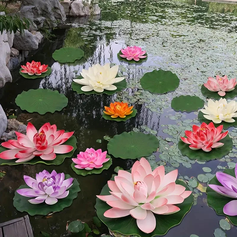 

6pcs Simulated EVA fake Lotus leaf Plant Lifelike Water Lily Micro Landscape for Pond Garden Decor Lotus Leaf Artificial Plant