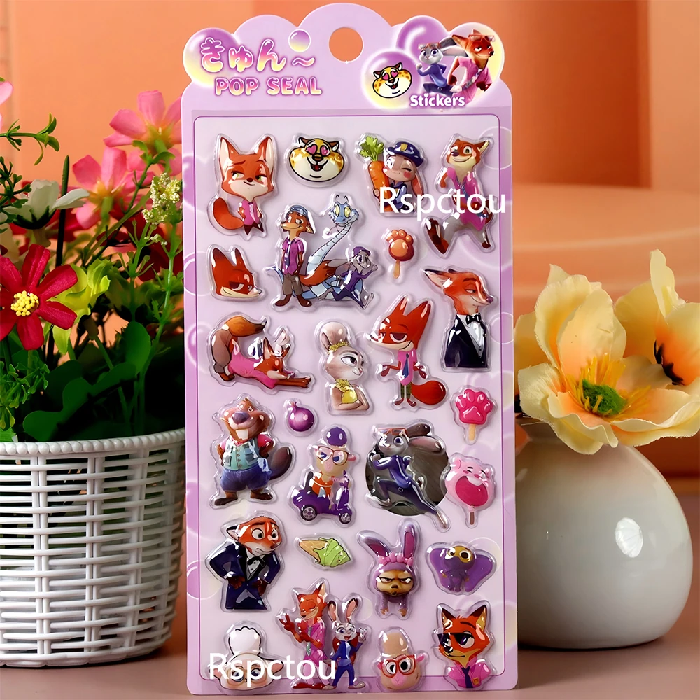 4 قطعة الكرتون مضحك ديزني Zootopia ثلاثية الأبعاد ملصقات الإغاثة لطيف الإبداعية فقاعة ملصق DIY بها بنفسك حقيبة الثلاجة الهاتف مكافأة الشارات الهدايا #5