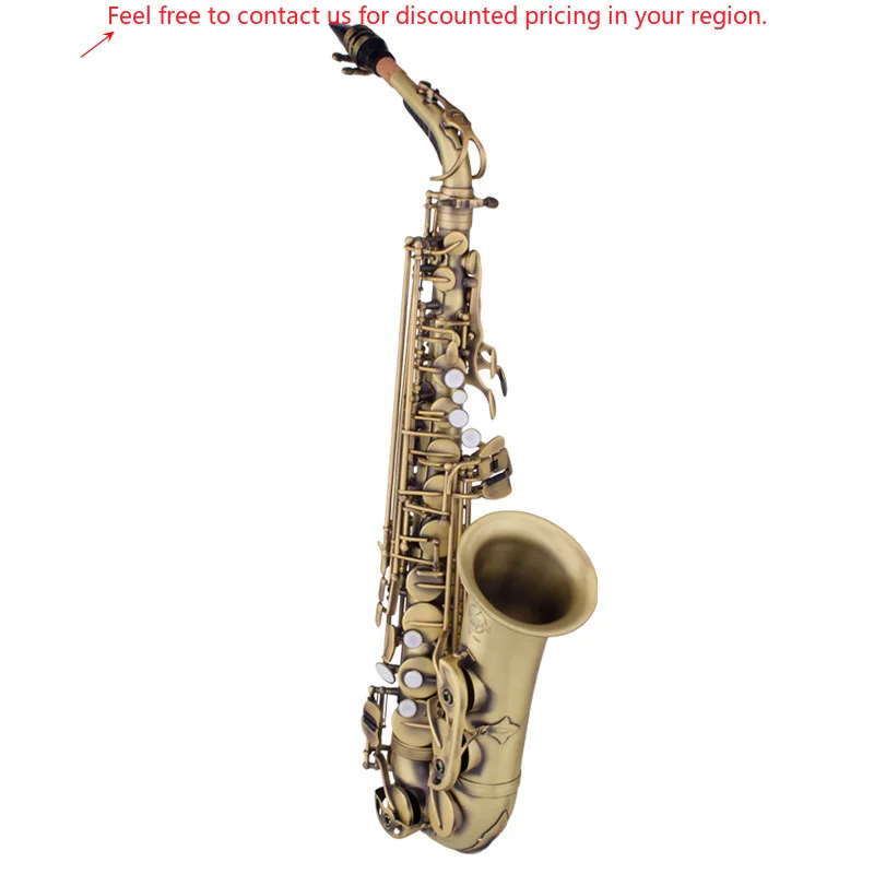 Taishan Brand Famous Elctrophoresis Tone Eb Antique Brass Body Curved Alto Saxophone