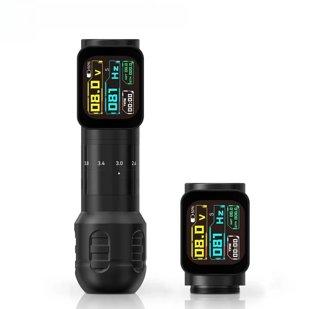 2.2-4.2mm Adjustable Stroke Tattoo Pen Wireless Tattoo Machine 2400mAh Battery Coreless Motor 42mm+34mm Grip