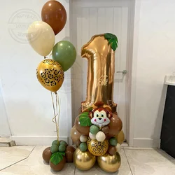 47pcs Jungle Animal Monkey Balloon Set Metallic Balloon Number 1 2 3 4 5 6 7 8 9 Happy Birthday Party Decora Baby Shower
